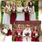 Set of 6 Artificial Bridesmaid Bouquets – Burgundy & White Silk Rose Wedding Bouquets, 7 Inch Faux Floral Arrangements for Bridal Shower, Wedding, Anniversary & Ceremony Decor